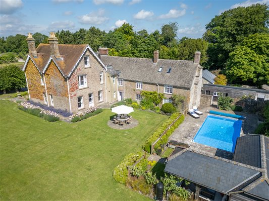 Aerial view of house and garden